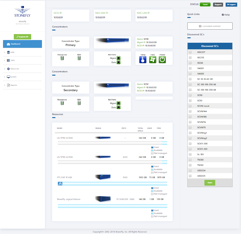 Introduction to storage concentrator GUI