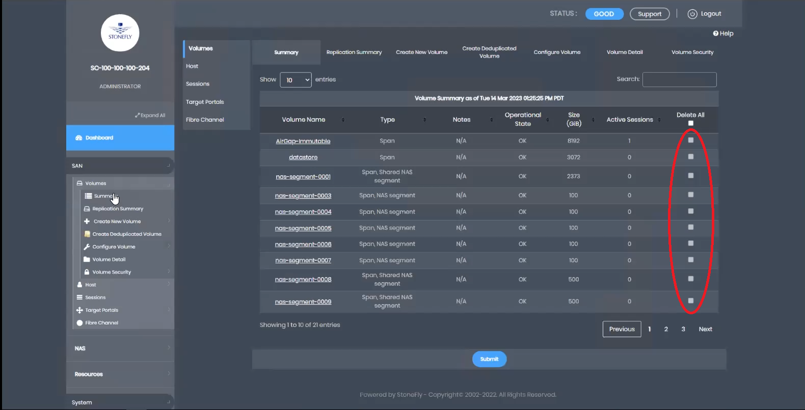 Deletion disabled for volume deletion protection enabled volumes