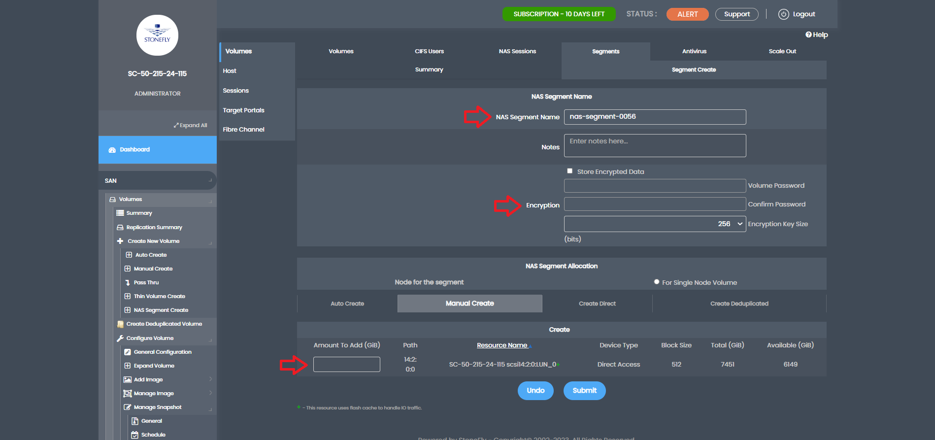 Manual Create NAS Segment