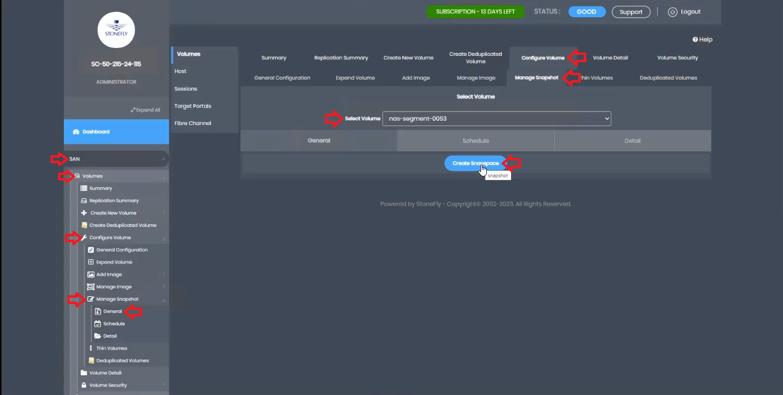 Create Snapspace for Immutable Snapshots