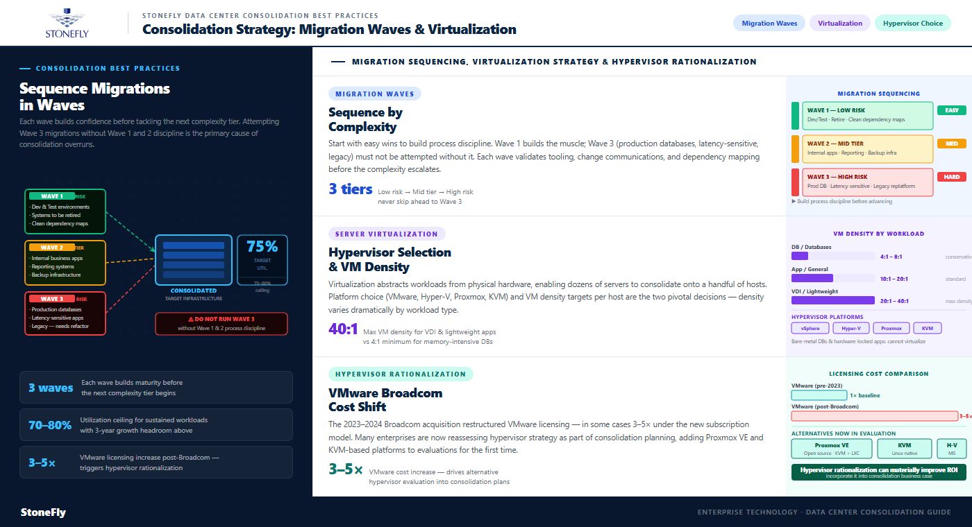 data center consolidation with sequence migration in waves